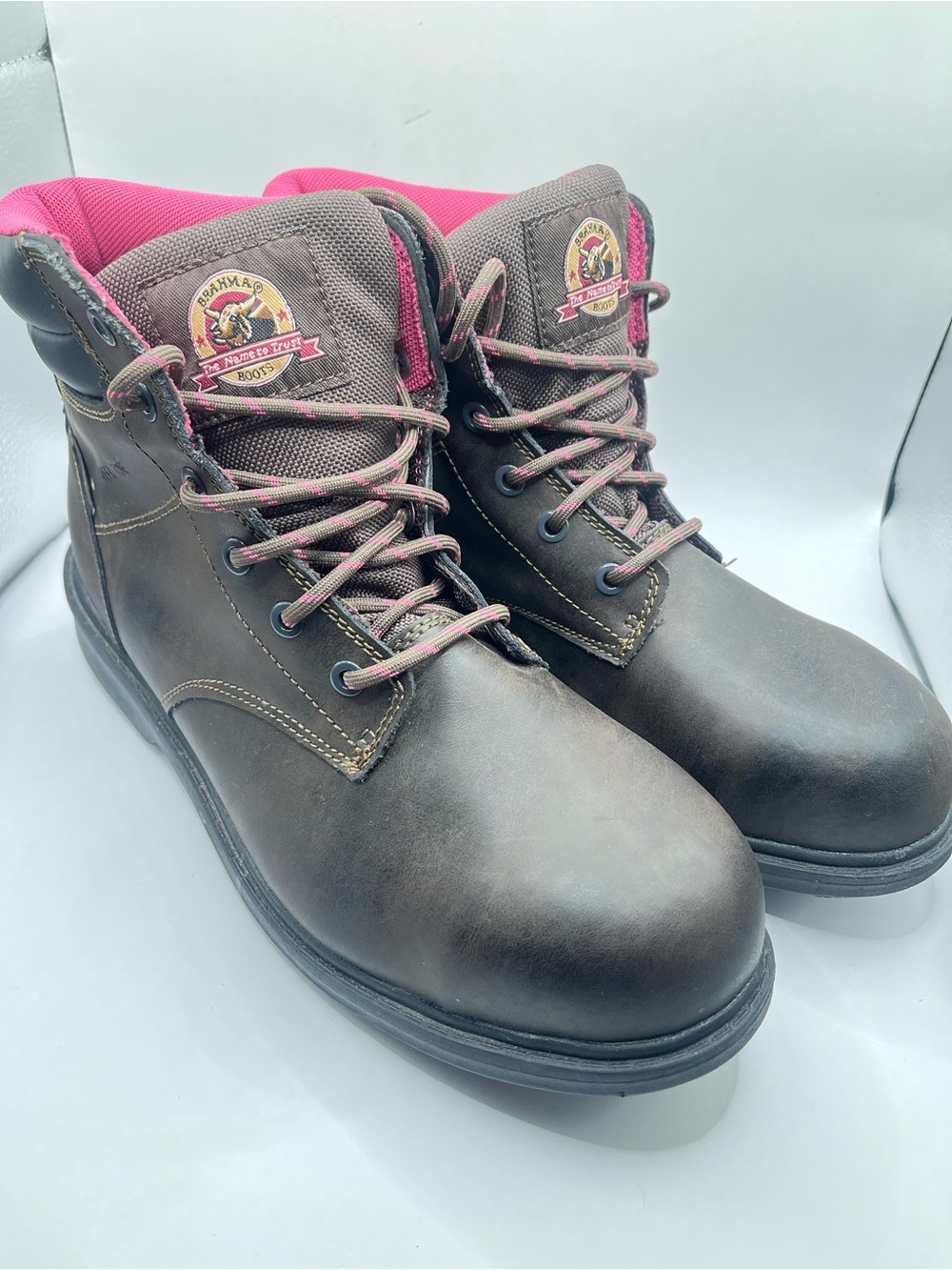 Brahma Steel Toe Waterproof Women's 11 Brown Leather Lace-up Boots